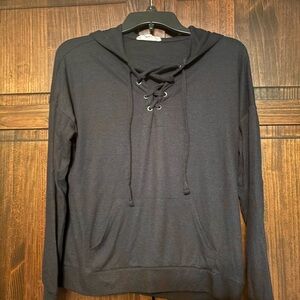 Pink Republic Women's Black Lace-Up Long Sleeve Top